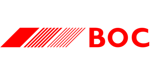 BOC logo in red text and graphic on black background industrial gases supplier brand branding