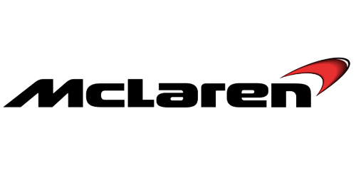 McLaren logo with red swoosh emblem on black background automotive and motorsport brand branding