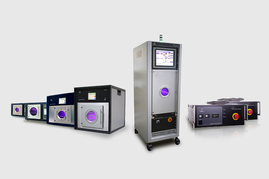 Range of plasma treatment systems including benchtop and industrial vacuum plasma machines for surface activation and coating applications